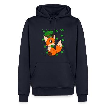 Niedlicher Fuchs Kleeblätter St. Patrick's Day - Männer Premium Bio Hoodie - Navy - Vorne - Nico (187cm)