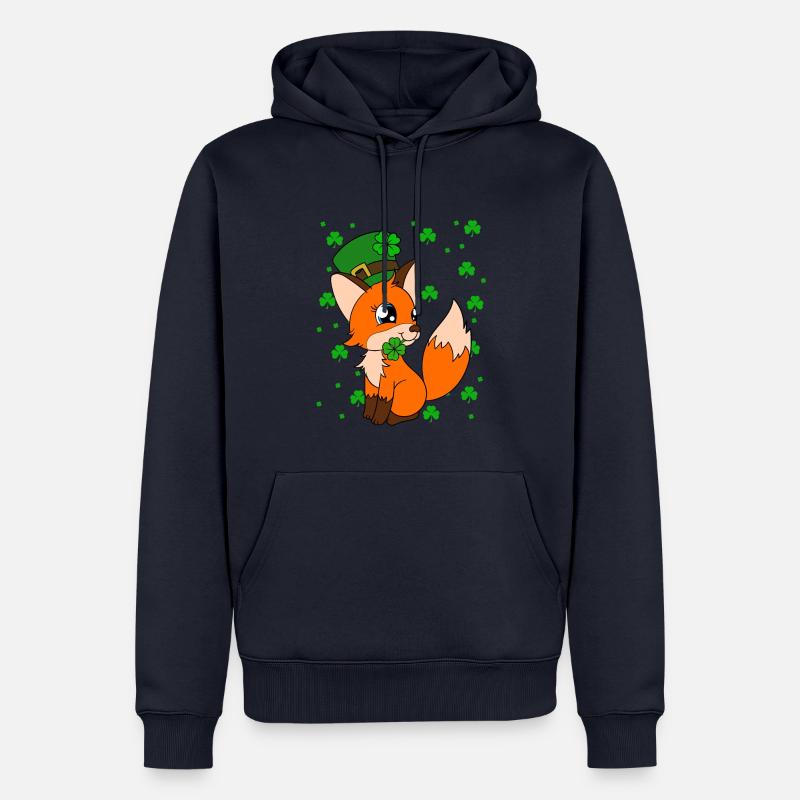 Mignon trèfle renard Saint-Patrick - Sweat à capuche Premium bio Homme - bleu marine
