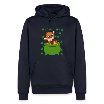 Mignon trèfle renard Saint-Patrick - Sweat à capuche Premium bio Homme - bleu marine - Devant - Nico (187cm)