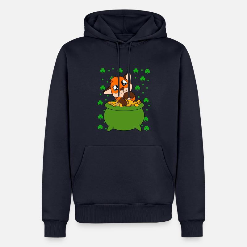 Mignon trèfle renard Saint-Patrick - Sweat à capuche Premium bio Homme - bleu marine