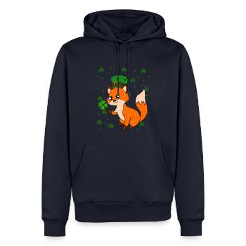 Mignon trèfle renard Saint-Patrick - Sweat à capuche Premium bio Homme - bleu marine - Devant - Nico (187cm)