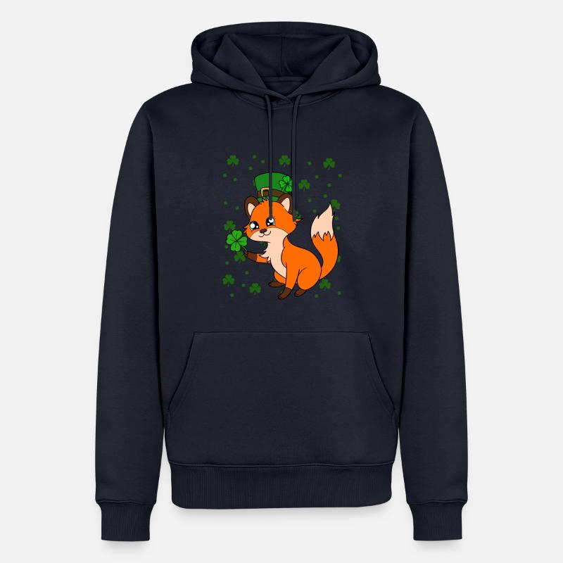 Mignon trèfle renard Saint-Patrick - Sweat à capuche Premium bio Homme - bleu marine