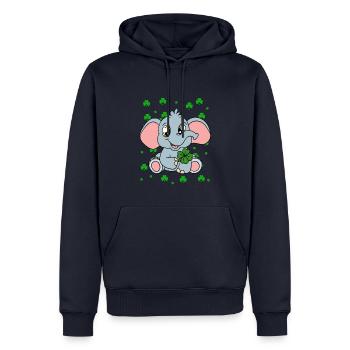 Mignons trèfles d’éléphants Fête de la Saint-Patrick - Sweat à capuche Premium bio Homme - bleu marine - Devant - Nico (187cm)