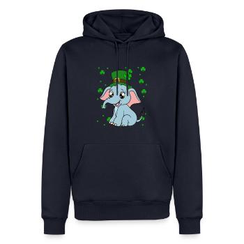 Mignons trèfles d’éléphants Fête de la Saint-Patrick - Sweat à capuche Premium bio Homme - bleu marine - Devant - Nico (187cm)