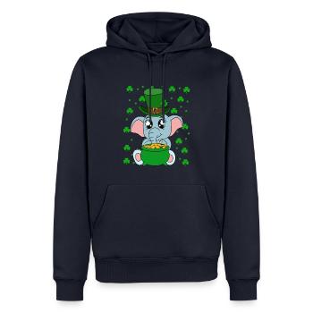 Mignons trèfles d’éléphants Fête de la Saint-Patrick - Sweat à capuche Premium bio Homme - bleu marine - Devant - Nico (187cm)