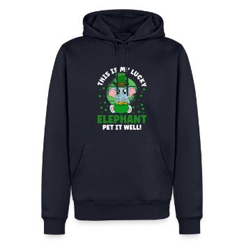 Mignons trèfles d’éléphants Fête de la Saint-Patrick - Sweat à capuche Premium bio Homme - bleu marine - Devant - Nico (187cm)