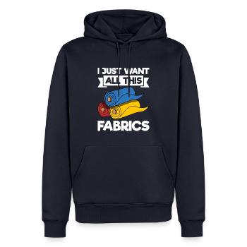 Je veux juste tous ces tissus - Sweat à capuche Premium bio Homme - bleu marine - Devant - Nico (187cm)