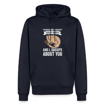 Mon planeur de sucre et je bavarde sur toi - Sweat à capuche Premium bio Homme - bleu marine - Devant - Nico (187cm)