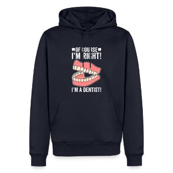 Bien sûr que j’ai raison, je suis dentiste - Sweat à capuche Premium bio Homme - bleu marine - Devant - Nico (187cm)
