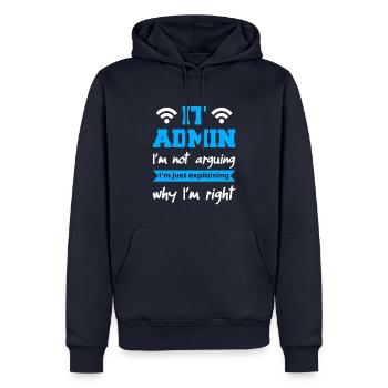 Administrateur informatique Je ne discute pas - Sweat à capuche Premium bio Homme - bleu marine - Devant - Nico (187cm)