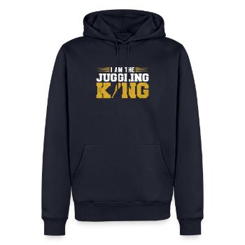 Je suis le roi jongleur - Sweat à capuche Premium bio Homme - bleu marine - Devant - Nico (187cm)
