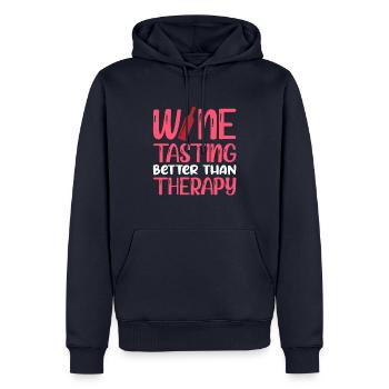 Wine Tasting Better Than Therapy - Männer Premium Bio Hoodie - Navy - Vorne - Nico (187cm)