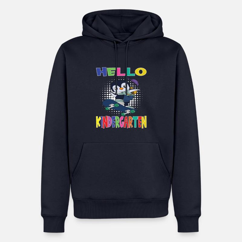 Hello Kindergarten Skateboard Penguin - Sweat à capuche Premium bio Homme - bleu marine