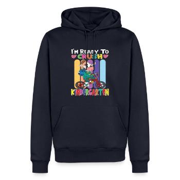 Cadeau de maternelle et de jardin d’enfants - Sweat à capuche Premium bio Homme - bleu marine - Devant - Nico (187cm)