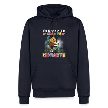 Cadeau de maternelle et de jardin d’enfants - Sweat à capuche Premium bio Homme - bleu marine - Devant - Nico (187cm)
