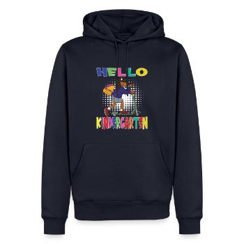 Bonjour chien de maternelle avec scooter - Sweat à capuche Premium bio Homme - bleu marine - Devant - Nico (187cm)