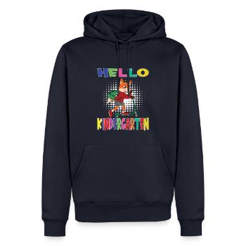 Bonjour Kindergarten Fox avec scooter - Sweat à capuche Premium bio Homme - bleu marine - Devant - Nico (187cm)