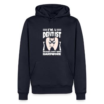 Je suis dentiste - Sweat à capuche Premium bio Homme - bleu marine - Devant - Nico (187cm)