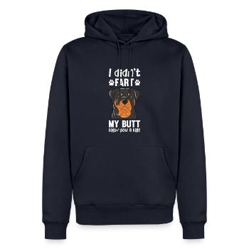 Je n’ai pas pété mes fesses t’a soufflé un baiser - Sweat à capuche Premium bio Homme - bleu marine - Devant - Nico (187cm)