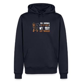 J’étais normal jusqu’à ce que j’obtienne mon 1er Rottweiler - Sweat à capuche Premium bio Homme - bleu marine - Devant - Nico (187cm)