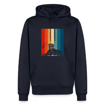 Lignes Rottweiler rétro en détresse - Sweat à capuche Premium bio Homme - bleu marine - Devant - Nico (187cm)