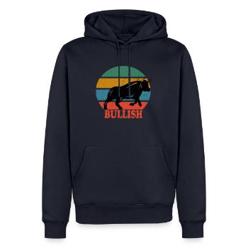 Rétro Bull Haussier - Sweat à capuche Premium bio Homme - bleu marine - Devant - Nico (187cm)