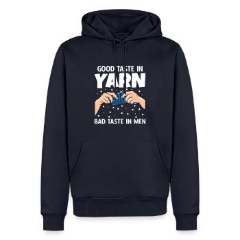 Crochet Bon Goût Dans Fil Mauvais Goût Chez Les Hommes - Sweat à capuche Premium bio Homme - bleu marine - Devant - Nico (187cm)