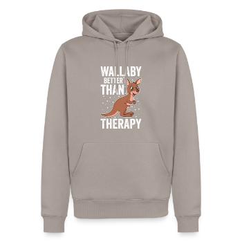 Wallaby mieux que la thérapie - Sweat à capuche Premium bio Homme - taupe - Devant - Nico (187cm)