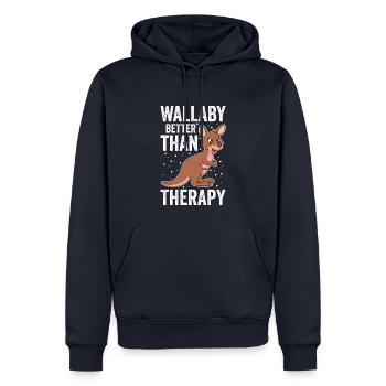 Wallaby Better Than Therapy - Männer Premium Bio Hoodie - Navy - Vorne - Nico (187cm)