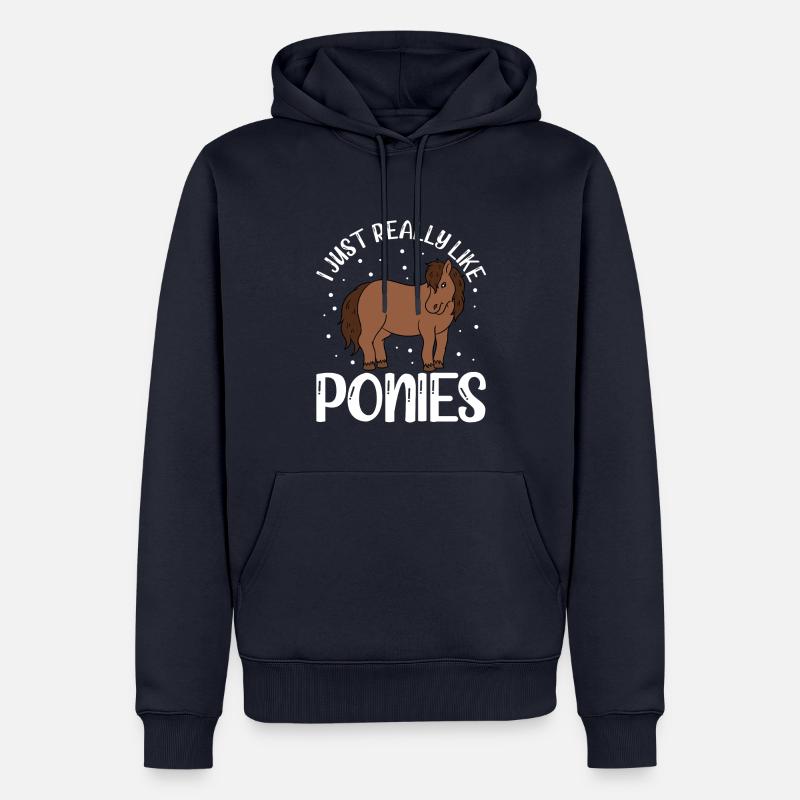 J’aime vraiment les poneys - Sweat à capuche Premium bio Homme - bleu marine