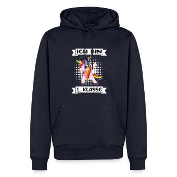 Ich Bin 1 Klasse Einschulung Schulanfang - Männer Premium Bio Hoodie - Navy - Vorne - Nico (187cm)