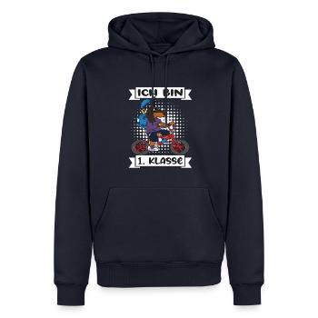 Ich Bin 1 Klasse Einschulung Schulanfang - Männer Premium Bio Hoodie - Navy - Vorne - Nico (187cm)