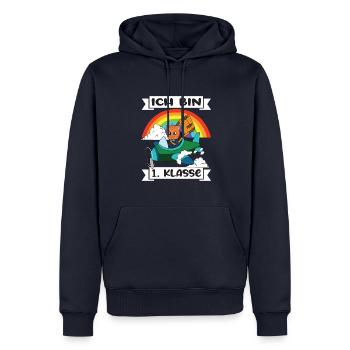 Ich Bin 1 Klasse Einschulung Schulanfang - Männer Premium Bio Hoodie - Navy - Vorne - Nico (187cm)