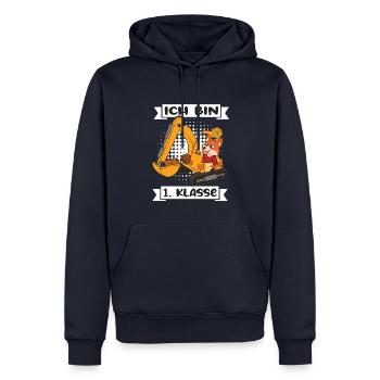 Ich Bin 1 Klasse Einschulung Schulanfang - Männer Premium Bio Hoodie - Navy - Vorne - Nico (187cm)