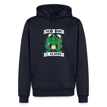 Ich Bin 1 Klasse Einschulung Schulanfang - Männer Premium Bio Hoodie - Navy - Vorne - Nico (187cm)