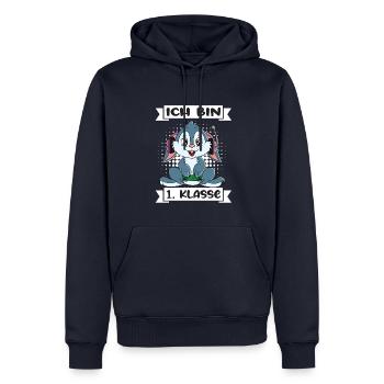 Ich Bin 1 Klasse Einschulung Schulanfang - Männer Premium Bio Hoodie - Navy - Vorne - Nico (187cm)