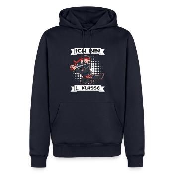 Ich Bin 1 Klasse Einschulung Schulanfang - Männer Premium Bio Hoodie - Navy - Vorne - Nico (187cm)