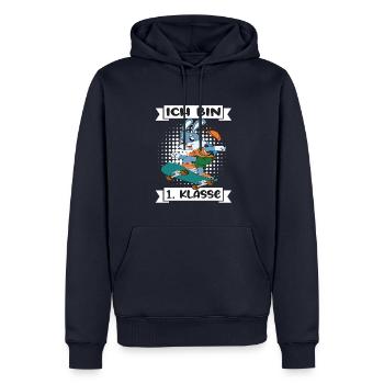 Ich Bin 1 Klasse Einschulung Schulanfang - Männer Premium Bio Hoodie - Navy - Vorne - Nico (187cm)