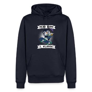 Ich Bin 1 Klasse Einschulung Schulanfang - Männer Premium Bio Hoodie - Navy - Vorne - Nico (187cm)