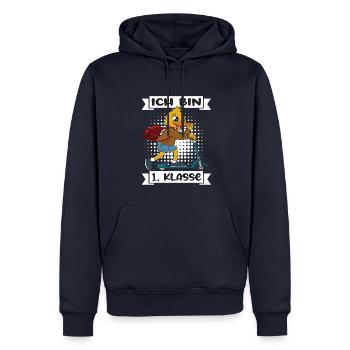 Ich Bin 1 Klasse Einschulung Schulanfang - Männer Premium Bio Hoodie - Navy - Vorne - Nico (187cm)