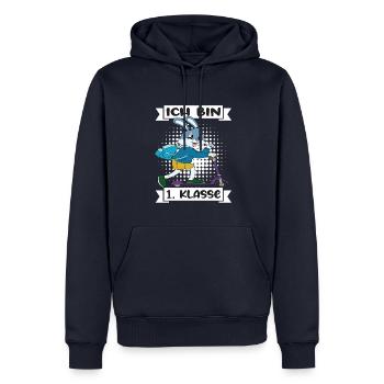 Ich Bin 1 Klasse Einschulung Schulanfang - Männer Premium Bio Hoodie - Navy - Vorne - Nico (187cm)