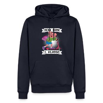 Ich Bin 1 Klasse Einschulung Schulanfang - Männer Premium Bio Hoodie - Navy - Vorne - Nico (187cm)