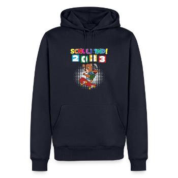 Schulkind 2023 Einschulung 2023 Schulanfang - Männer Premium Bio Hoodie - Navy - Vorne - Nico (187cm)