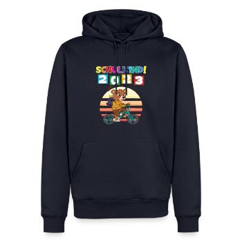 Schulkind 2023 Einschulung 2023 Schulanfang - Männer Premium Bio Hoodie - Navy - Vorne - Nico (187cm)