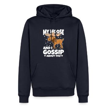 My Moose And I Gossip About You - Männer Premium Bio Hoodie - Navy - Vorne - Nico (187cm)