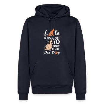 La vie est trop courte pour ne sauver qu’un seul chien - Sweat à capuche Premium bio Homme - bleu marine - Devant - Nico (187cm)
