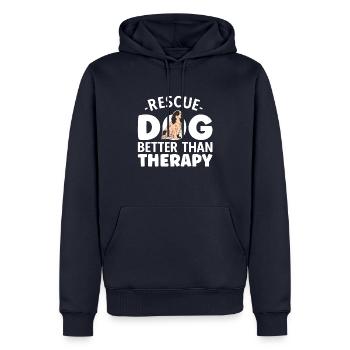 Le chien de sauvetage mieux que la thérapie - Sweat à capuche Premium bio Homme - bleu marine - Devant - Nico (187cm)