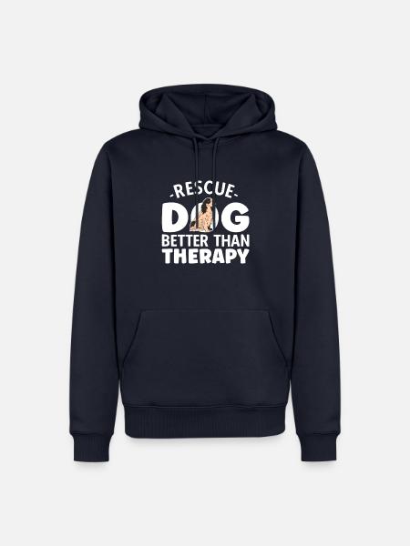 Rescue Dog Better Than Therapy - Men’s Premium Organic Hoodie - navy