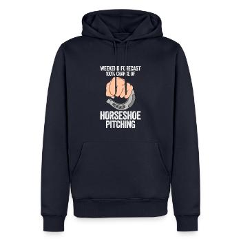 Weekend Forecast 100% Chance Of Horseshoe Pitching - Männer Premium Bio Hoodie - Navy - Vorne - Nico (187cm)