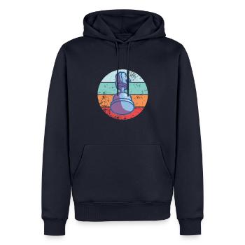 Pièce d’échecs vintage Pièce d’échecs rétro - Sweat à capuche Premium bio Homme - bleu marine - Devant - Nico (187cm)